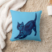 ダークブルー低ポリ猫 クッション (ブランケット)