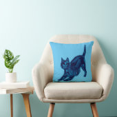 ダークブルー低ポリ猫 クッション (椅子)