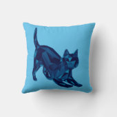 ダークブルー低ポリ猫 クッション (裏面)