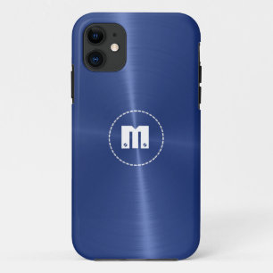 ダークブルー光沢のあるステンレス鋼メタル iPhone 11 ケース