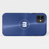 ダークブルー光沢のあるステンレス鋼メタル Case-Mate iPhoneケース (裏面(横))