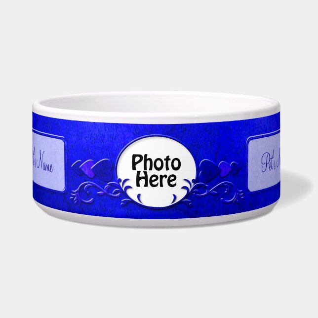 ダークブルー写真と名前の陶芸ファンシー食器 ボウル (正面)
