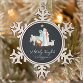 ダークブルー出生マンガー宗教的 スノーフレークピューターオーナメント