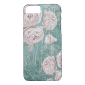 ダークブルー動揺してウッドの粗末なシックなバラ Case-Mate iPhoneケース (裏面)