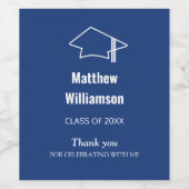 ダークブルー卒業パーティーワインボトルラベル ワインラベル (シングルラベル)