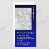 ダークブルー卒業発表 案内状 (正面/裏面)