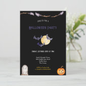 ダークブルー及びオレンジハロウィーン招待状 招待状 (スタンド正面)