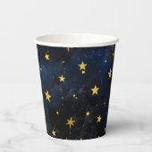 ダークブルー大理石に輝くゴールデンムーンと星 紙コップ (裏面)