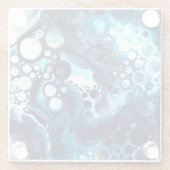 ダークブルー大理石デジタル流体アート ガラスコースター (裏面)