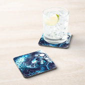 ダークブルー大理石デジタル流体アート コースター (右側)