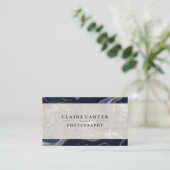 ダークブルー大理石 |テクスチャ名刺 名刺 (スタンド正面)