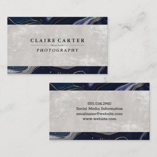 ダークブルー大理石 |テクスチャ名刺 名刺 (正面/裏面)
