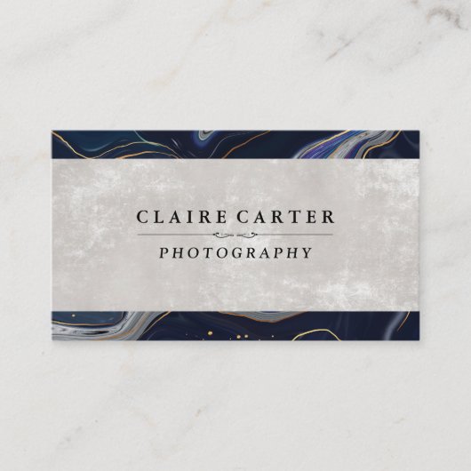 ダークブルー大理石 |テクスチャ名刺 名刺 (正面)