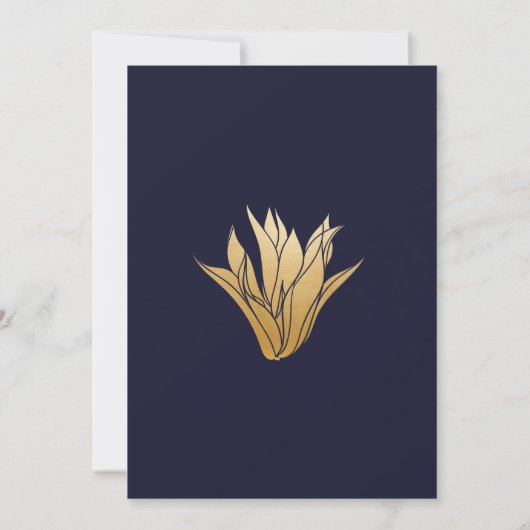 ダークブルー小さな結婚ダウンサイズの愛は患者 セーブザデート (裏面)