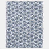 ダークブルー幾何学模様Seigaiha フリースブランケット (正面)