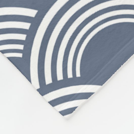 ダークブルー幾何学模様Seigaiha フリースブランケット (角)