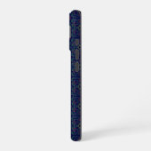 ダークブルー幾何学電話ケース iPhone 16ケース (左側面)