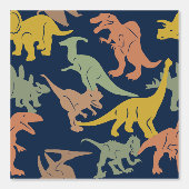 ダークブルー恐竜男の赤ちゃん子供部屋ピール&スティック 壁紙 (正面)