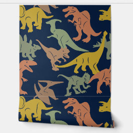 ダークブルー恐竜男の赤ちゃん子供部屋ピール&スティック 壁紙