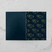 ダークブルー折り箔グリーティングカードにアングラーフィッシュ 箔グリーティングカード (外側レイダウン)