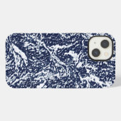 ダークブルー抽象パターン iPhoneケース (裏面横)
