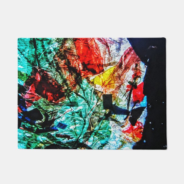 ダークブルー抽象芸術ドアマ、抽象芸術ホーム ドアマット (正面)