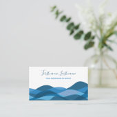 ダークブルー抽象芸術波書道名刺 名刺 (スタンド正面)