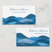 ダークブルー抽象芸術波書道名刺 名刺 (正面/裏面)