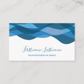 ダークブルー抽象芸術波書道 名刺 (正面)