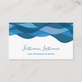 ダークブルー抽象芸術波書道 名刺