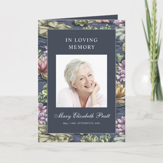 ダークブルー数々のフローラ写真葬儀 プログラム (正面)