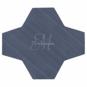 ダークブルー斜ストライプ線カスタムモノグラム名 サッカーボール (フラット)