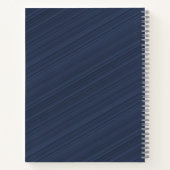 ダークブルー斜ストライプ線カスタムモノグラム名 ノートブック (裏面)