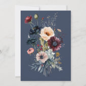 ダークブルー楕円フローラフレームブライダルシャワー 招待状 (裏面)