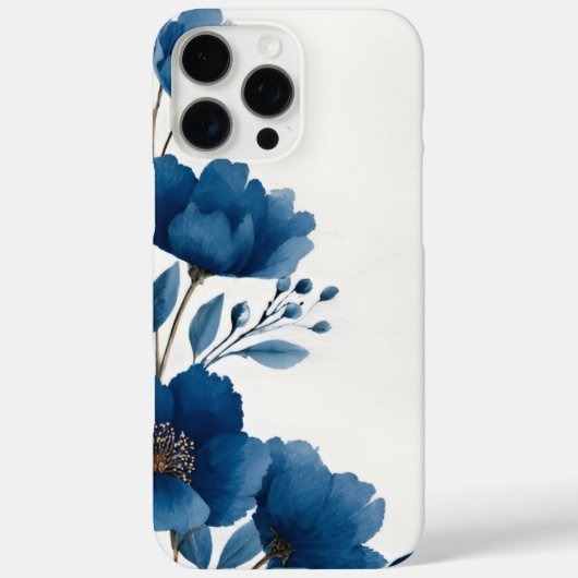 ダークブルー水彩花柄iPhoneケース Case-Mate iPhoneケース (裏面)