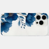 ダークブルー水彩花柄iPhoneケース Case-Mate iPhoneケース (裏面 (横))