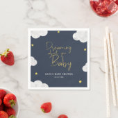 ダークブルー水彩雲ボーイベビーシャワー スタンダードカクテルナプキン (インサイチュ)