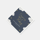 ダークブルー水彩雲ボーイベビーシャワー スタンダードカクテルナプキン (角)