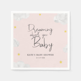 ダークブルー水彩雲ボーイベビーシャワー スタンダードカクテルナプキン