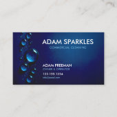 ダークブルー水滴商業洗浄 名刺 (正面)