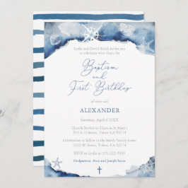 ダークブルー海事少年バプテスマ1st誕生日パーティー 招待状