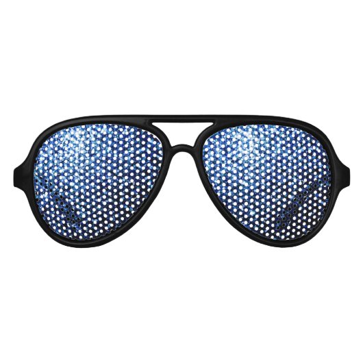 ダークブルー深い光沢のあるフェイクグリッターきらめき アビエーターサングラス (正面)
