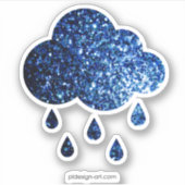 ダークブルー深い光沢のあるフェイクグリッターきらめき シール (正面)