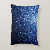 ダークブルー深い光沢のあるフェイクグリッタースパークルモノグラム アクセントクッション (裏面(縦))