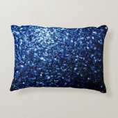 ダークブルー深い光沢のあるフェイクグリッタースパークルモノグラム アクセントクッション (裏面)