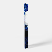 ダークブルー深い光沢のあるフェイクグリッタースパークルモノグラム iPhoneケース (左側面)