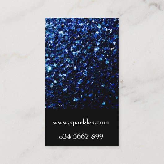 ダークブルー深い光沢フェイクグリッターキラキラ黒 名刺 (裏面)