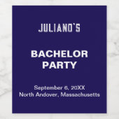 ダークブルー独身最後の夜ワインボトルラベル ワインラベル (シングルラベル)