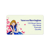 ダークブルー王室のカクテルガウンファッションイラストレーション ラベル (正面)