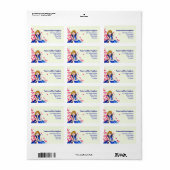 ダークブルー王室のカクテルガウンファッションイラストレーション ラベル (フルシート)